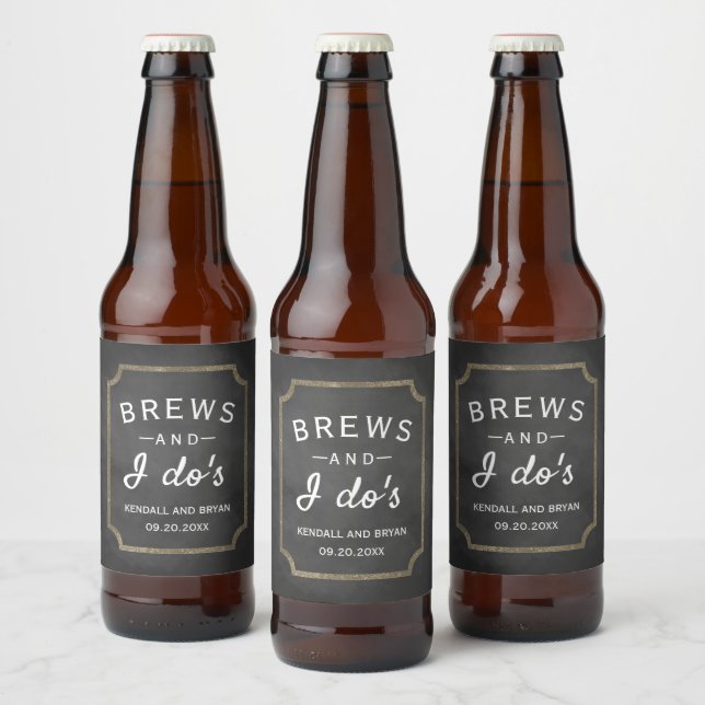 Brews und ich tun's Chalkboard Hochzeit Bierflaschenetikett (Flaschen)