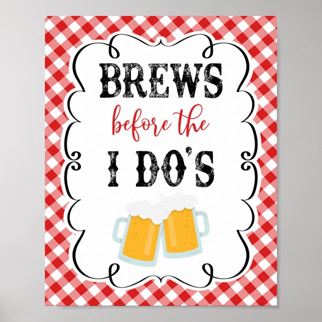 Brews vor dem I'Red Gingham Ich mache GRILLEN Post Poster (Vorne)