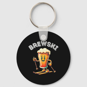 Brewski Winter Skifahren Bier Ski Retro Cartoon Lu Schlüsselanhänger