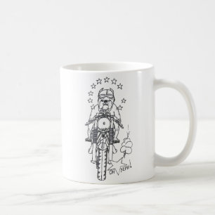 Brexit Hund, der Europa auf Motorrad beide Seiten Kaffeetasse