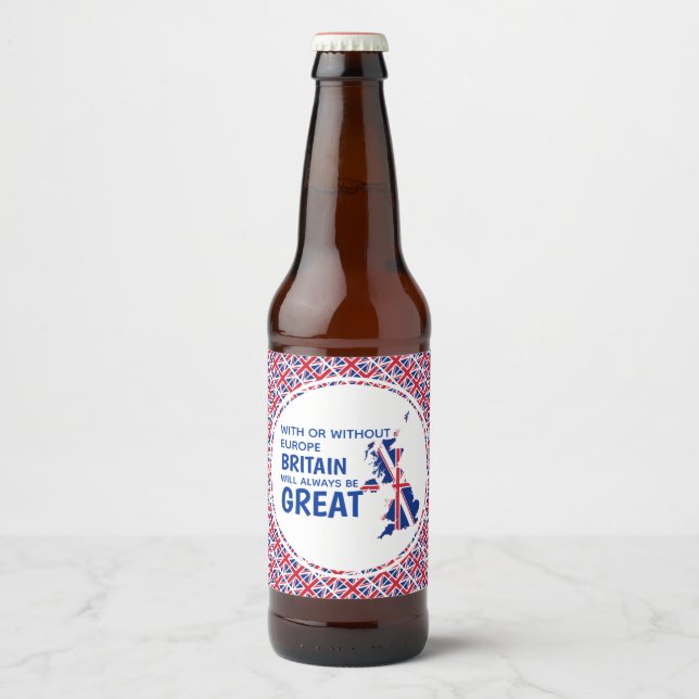 BREXIT Union Jack BRITAIN IMMER GROSS Bierflaschenetikett (Vorderseite)