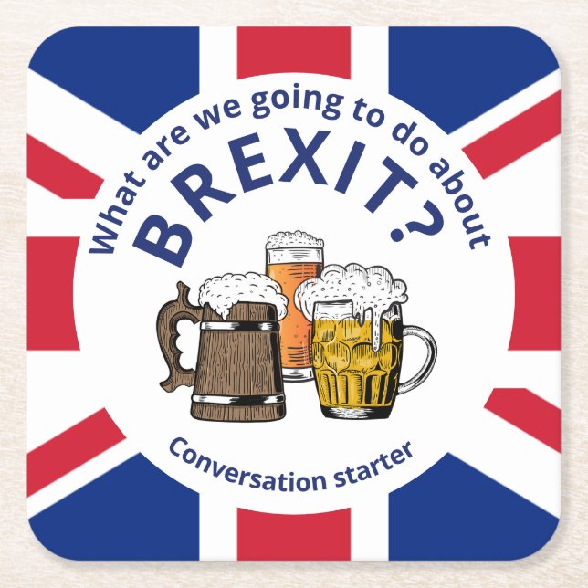 BREXIT Union Jack Conversation Starter Rechteckiger Pappuntersetzer (Vorderseite)
