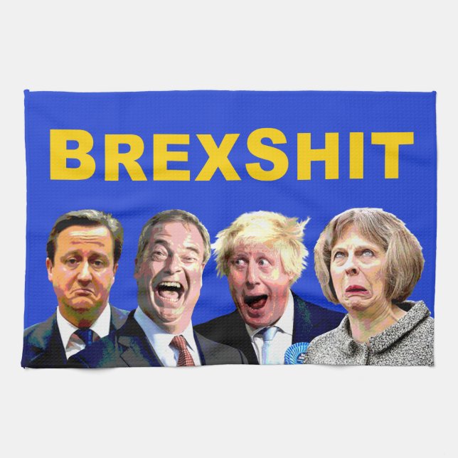 BREXSHIT, lustige Botschaft gegen den Brexit: Geschirrtuch (Horizontal)