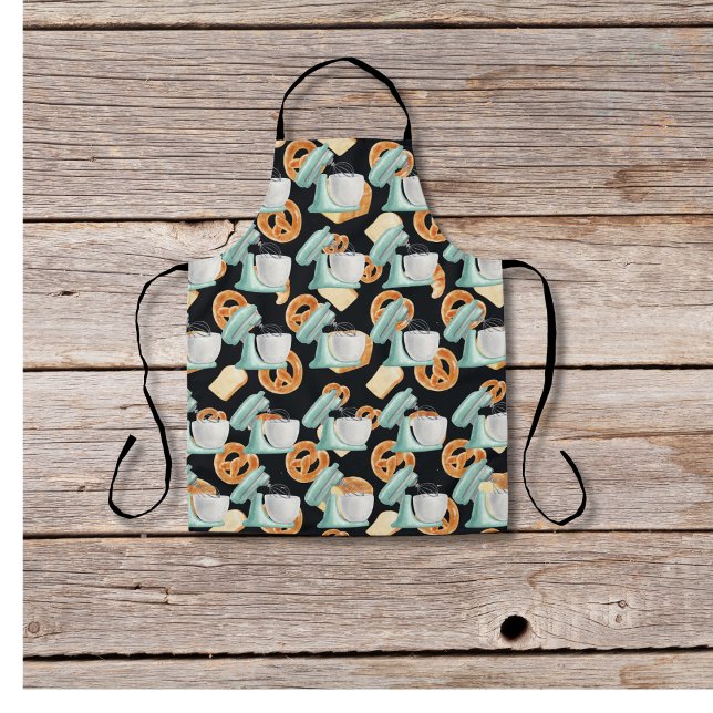 Brezel, Brot und Mixer schwarz Schürze (Von Creator hochgeladen)