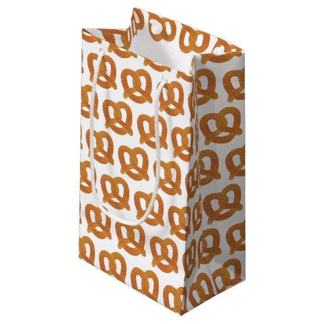 Brezel-Muster Kleine Geschenktüte (Vorderseite Schrägansicht)