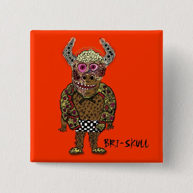 BRI-SKULL Knopf Button (Vorderseite)