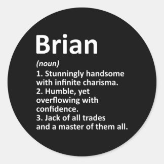 Brian Definition Personalisierter Name Lustiger Ge Runder Aufkleber