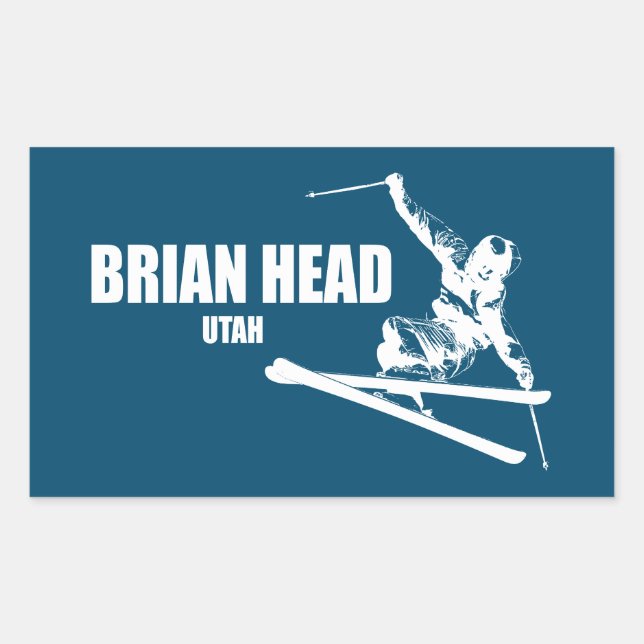 Brian Head Resort Utah Skier Rechteckiger Aufkleber (Vorderseite)