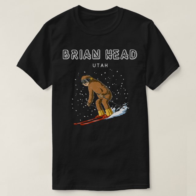 Brian Head Utah USA Sloth Ski Geschenk T-Shirt (Design vorne)