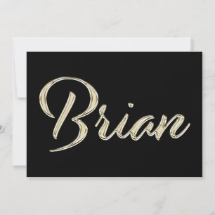 Brian Name white gold Handwriting Karte