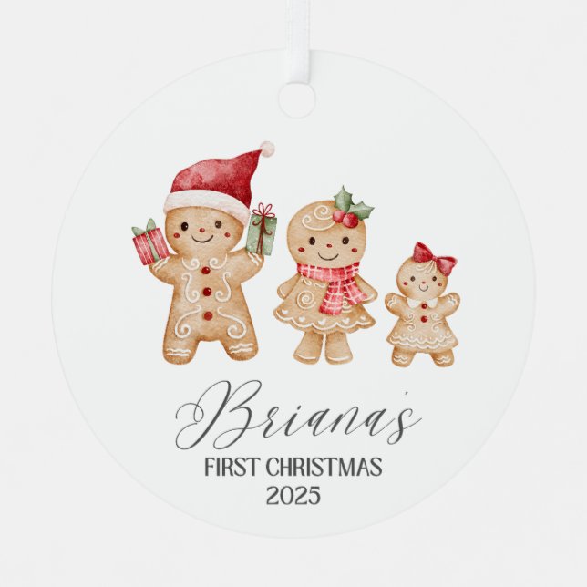 Briana Personalized Baby's First Christmas Ornament Aus Metall (Vorderseite)