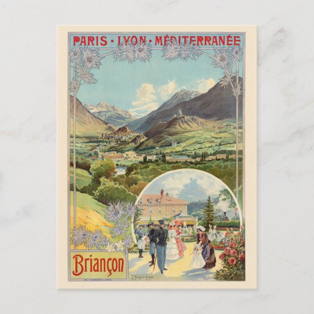 Briancon France Vintage Poster 1901 Postkarte (Vorderseite)