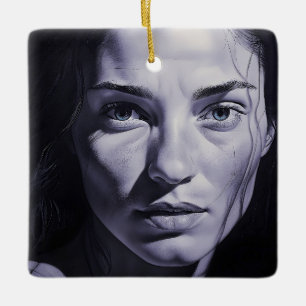 "Brianna Blue" Frauen in Kohle Keramikornament