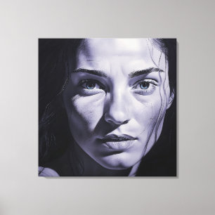 "Brianna Blue" Frauen in Kohle Leinwanddruck