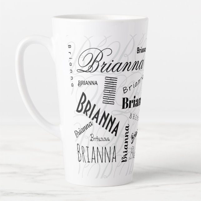 Brianna Custom Name  Black White  Milchtasse (Links)