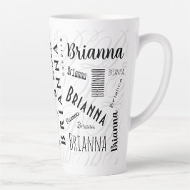 Brianna Custom Name Black White Milchtasse