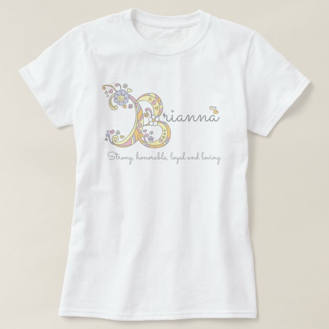 Brianna Girls B Name bedeutet monogramm tee (Design vorne)