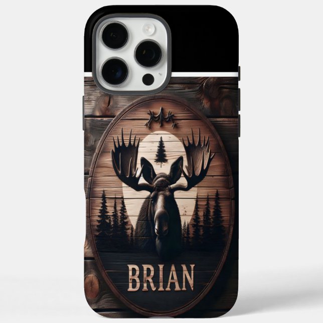 Brian's Elch-Holzschild iPhone 16 Pro Max Hülle (Rückseite)