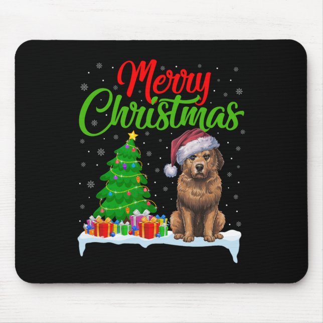 Briard Dog Christmas Tree Lights Funny Xmas Briard Mousepad (Vorne)