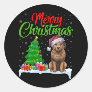 Briard Dog Christmas Tree Lights Funny Xmas Briard Runder Aufkleber