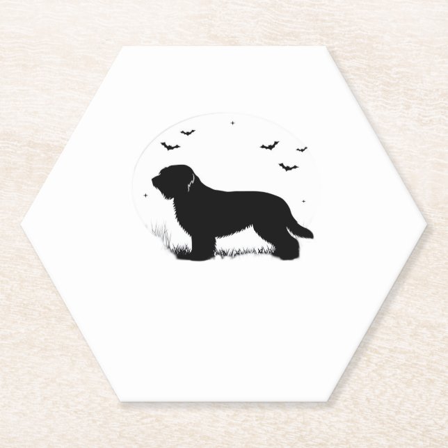 Briard Dog � Halloween Moon Silhouette Oversified  Untersetzer (Vorderseite)