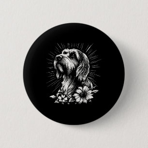 Briard Dog Lover Retro Style Tattoo Button