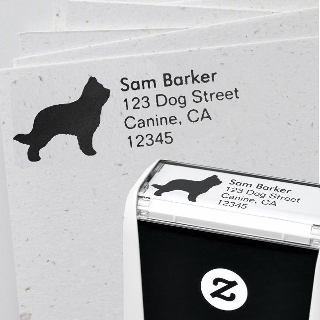 Briard Dog Rasse Silhouette Rücksendeadresse Permastempel (Von Creator hochgeladen)