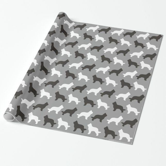 Briard Dog Silhouetten Muster Geschenkpapier (Ungerollt)