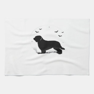 Briard Hund � Halloween-Mond-Silhouette Oversized Geschirrtuch