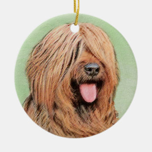 Briard Painting - Niedliche Original Dog Art Keramik Ornament