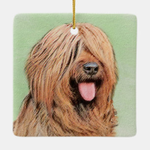 Briard Painting - Niedliche Original Dog Art Keramikornament