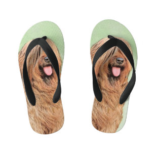 Briard Painting - Niedliche Original Dog Art Kinderbadesandalen