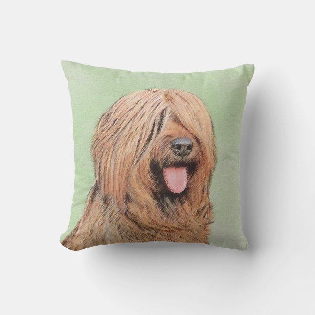 Briard Painting - Niedliche Original Dog Art Kissen (Vorderseite)