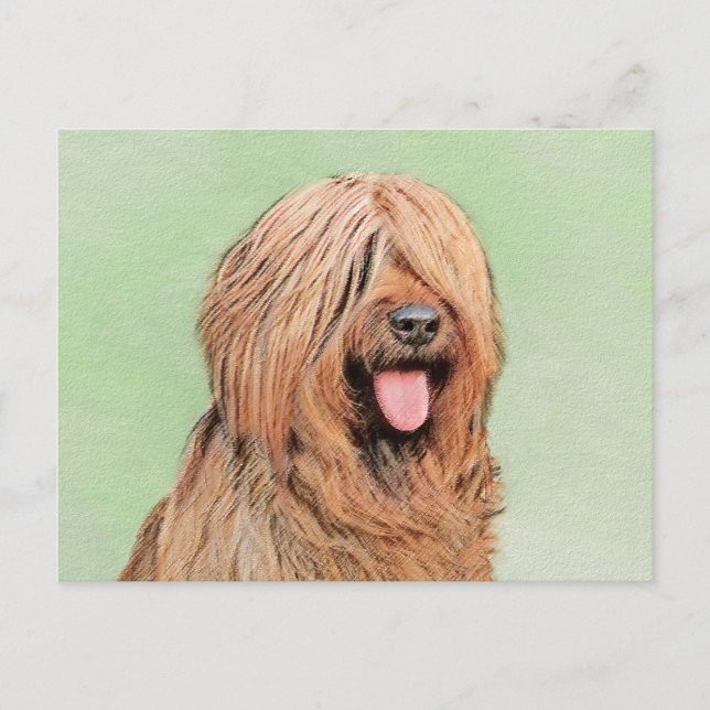 Briard Painting - Niedliche Original Dog Art Postkarte (Vorderseite)