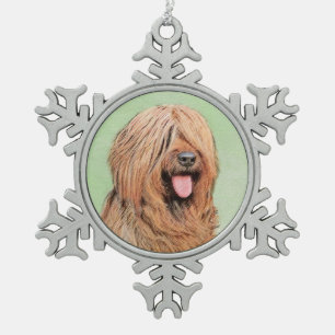 Briard Painting - Niedliche Original Dog Art Schneeflocken Zinn-Ornament