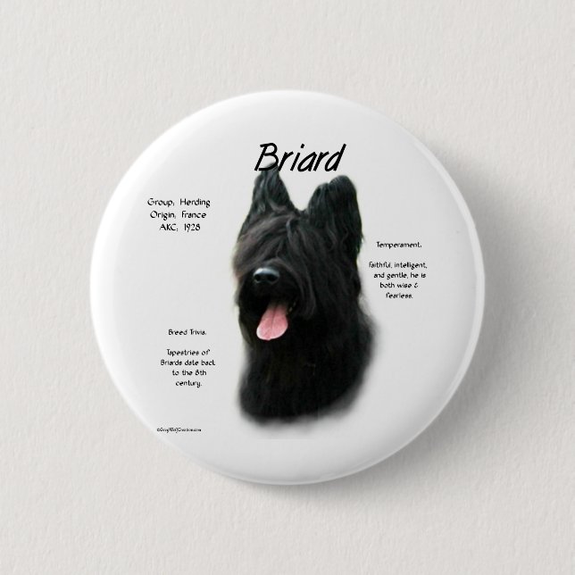 Briard (schwarz) History Design Button (Vorderseite)
