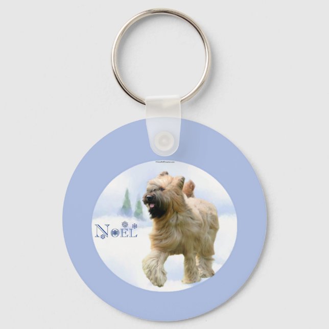 Briard Weihnachten Schlüsselanhänger (Vorderseite)