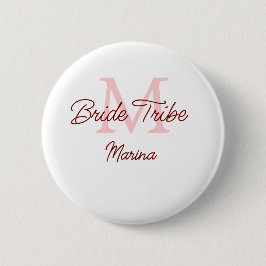 Bribe Stamm Monogramm rotes Brautparty einfache Mi Button