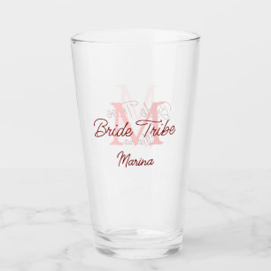 Bribe Stamm Monogramm rotes Brautparty einfache Mi Glas