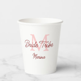 Bribe Stamm Monogramm rotes Brautparty einfache Mi Pappbecher