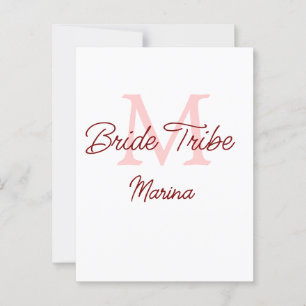 Bribe Stamm Monogramm rotes Brautparty einfache Mi Postkarte