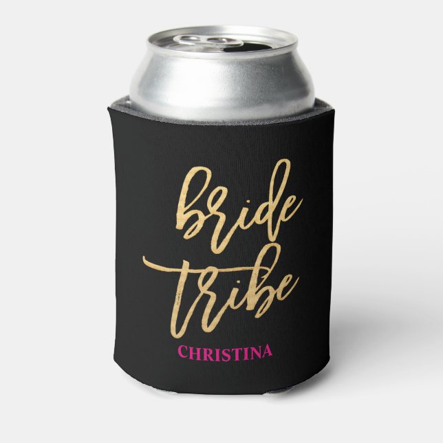 Bribe Stamm Skript Schwarz/Gold/Hot Pink personali Dosenkühler (Kanne Rückseite)