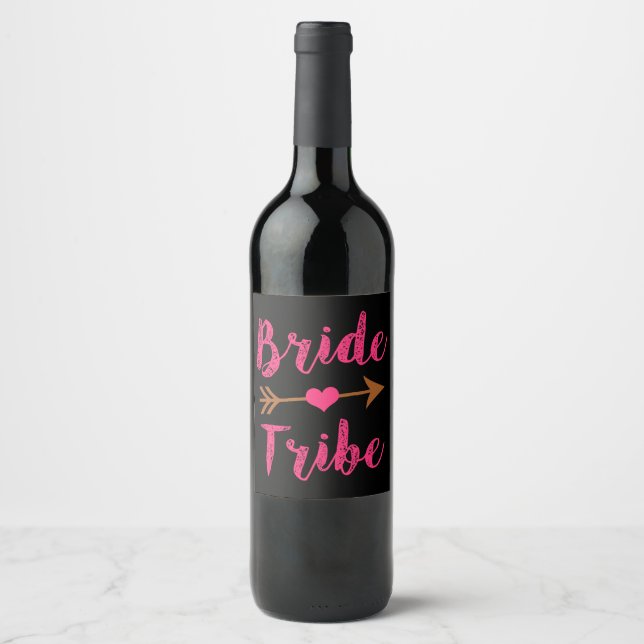 Bribe Tribe Bridesmaid Weinflaschen Etiketten (Vorderseite)