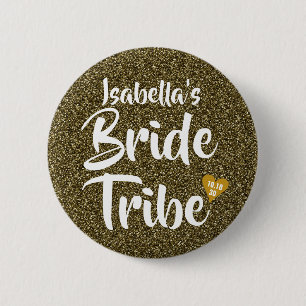 Bribe Tribe Gold Date Personalisierter Glitzer Button
