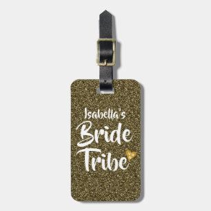 Bribe Tribe Gold Date Personalisierter Glitzer Gepäckanhänger