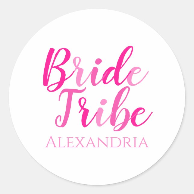Bribe Tribe Junggeselinnen-Abschied Hot Pink Runder Aufkleber (Vorderseite)