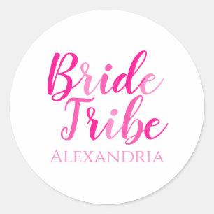 Bribe Tribe Junggeselinnen-Abschied Hot Pink Runder Aufkleber