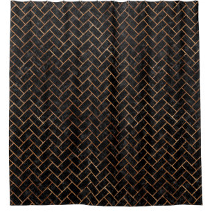 BRICK2 SCHWARZES MARMOR & BROWN STEIN DUSCHVORHANG