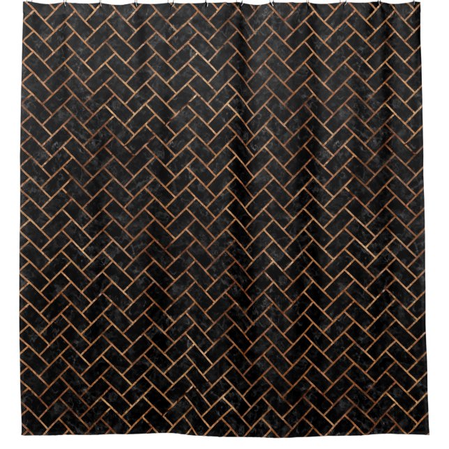 BRICK2 SCHWARZES MARMOR & BROWN STEIN DUSCHVORHANG (Vorderseite)