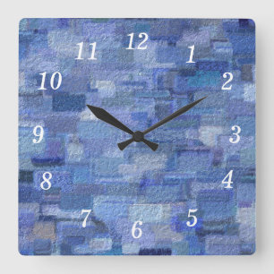 Brick Abstrakt Winter Blues Wall Clock Quadratische Wanduhr